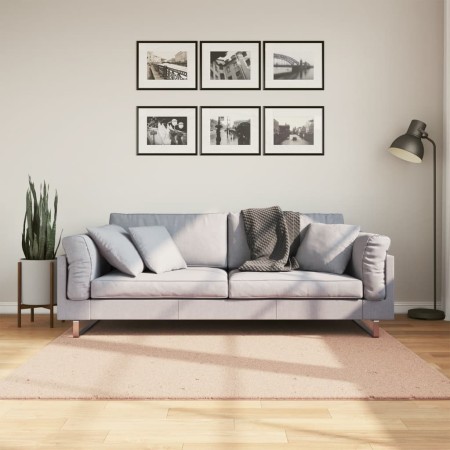 Alfombra de pelo corto suave lavable HUARTE rosado 160x160 cm