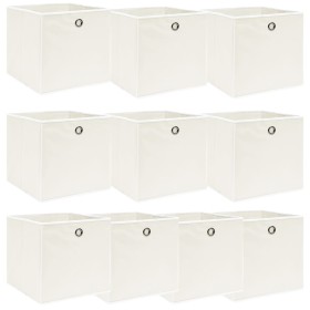 Cajas de almacenaje 10 uds tela blanco 32x32x32 cm
