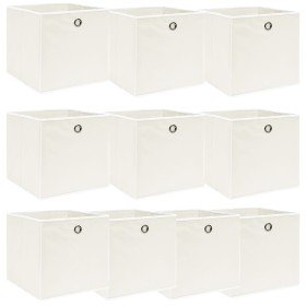 Cajas de almacenaje 10 uds tela blanco 32x32x32 cm Cajas de almacenaje 10 uds tela blanco 32x32x32 cm