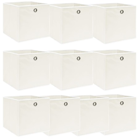 Cajas de almacenaje 10 uds tela blanco 32x32x32 cm