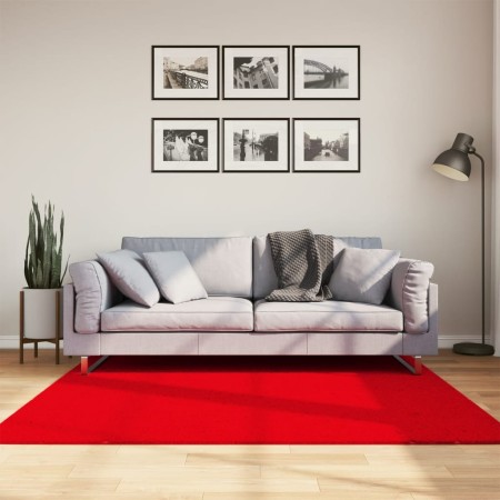 Alfombra de pelo corto suave lavable HUARTE rojo 160x160 cm