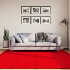Alfombra de pelo corto suave lavable HUARTE rojo 200x200 cm