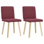 Sillas de comedor 2 unidades tela rojo tinto
