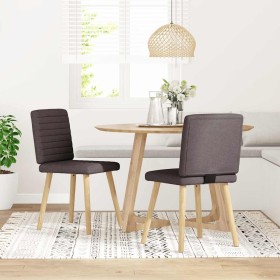 Sillas de comedor 2 unidades tela marrón oscuro Sillas de comedor 2 unidades tela marrón oscuro