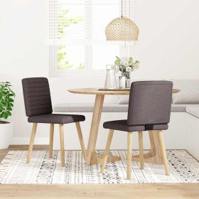 Sillas de comedor 2 unidades tela marrón oscuro Sillas de comedor 2 unidades tela marrón oscuro