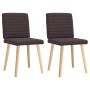 Sillas de comedor 2 unidades tela marrón oscuro