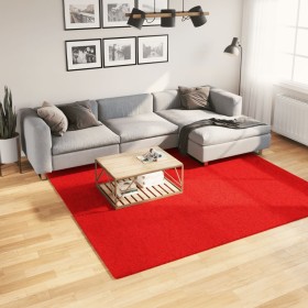 Alfombra de pelo corto suave lavable HUARTE rojo 240x240 cm