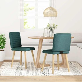 Sillas de comedor 2 unidades tela verde oscuro Sillas de comedor 2 unidades tela verde oscuro