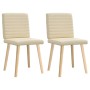 Sillas de comedor 2 unidades tela color crema
