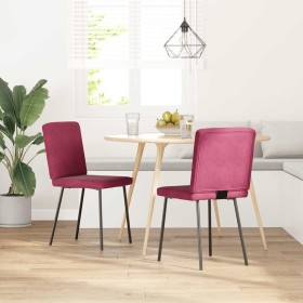 Sillas de comedor 2 unidades terciopelo rojo tinto Sillas de comedor 2 unidades terciopelo rojo tinto