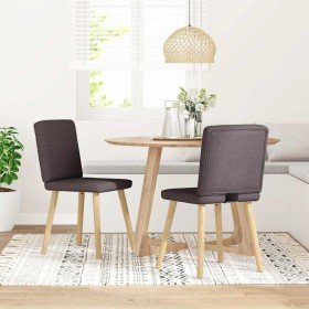Sillas de comedor 2 unidades tela marrón oscuro Sillas de comedor 2 unidades tela marrón oscuro