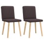 Sillas de comedor 2 unidades tela marrón oscuro