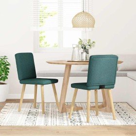 Sillas de comedor 2 unidades tela verde oscuro Sillas de comedor 2 unidades tela verde oscuro