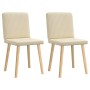 Sillas de comedor 2 unidades tela color crema