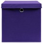 Cajas de almacenaje con tapas 10 uds tela morado 32x32x32 cm