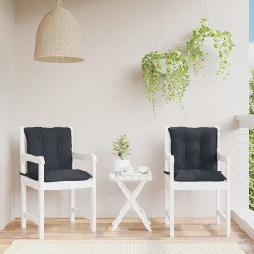 Cojín silla jardín respaldo bajo 2 uds tela negro 100x50x7 cm