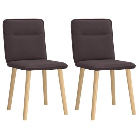 Sillas de comedor 2 unidades tela marrón oscuro Sillas de comedor 2 unidades tela marrón oscuro