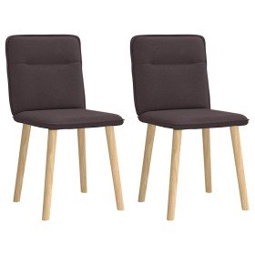 Sillas de comedor 2 unidades tela marrón oscuro Sillas de comedor 2 unidades tela marrón oscuro
