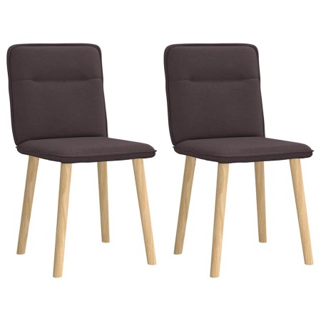 Sillas de comedor 2 unidades tela marrón oscuro
