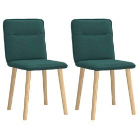Sillas de comedor 2 unidades tela verde oscuro Sillas de comedor 2 unidades tela verde oscuro