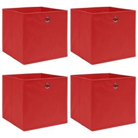Cajas de almacenaje 4 uds tela rojo 32x32x32 cm Cajas de almacenaje 4 uds tela rojo 32x32x32 cm