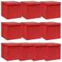 Cajas de almacenaje con tapas 10 uds tela rojo 32x32x32 cm