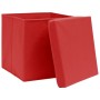 Cajas de almacenaje con tapas 10 uds tela rojo 32x32x32 cm