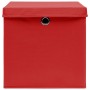 Cajas de almacenaje con tapas 10 uds tela rojo 32x32x32 cm