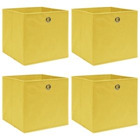 Cajas de almacenaje 4 uds tela amarillo 32x32x32 cm Cajas de almacenaje 4 uds tela amarillo 32x32x32 cm