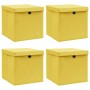 Cajas de almacenaje con tapas 4 uds tela amarillo 32x32x32 cm