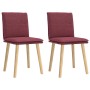 Sillas de comedor 2 unidades tela rojo tinto
