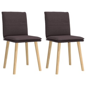 Sillas de comedor 2 unidades tela marrón oscuro Sillas de comedor 2 unidades tela marrón oscuro