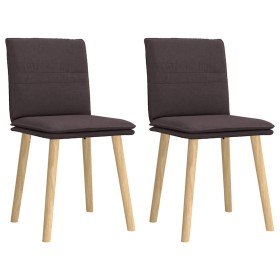 Sillas de comedor 2 unidades tela marrón oscuro Sillas de comedor 2 unidades tela marrón oscuro