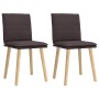 Sillas de comedor 2 unidades tela marrón oscuro