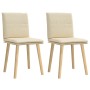 Sillas de comedor 2 unidades tela color crema