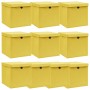 Cajas de almacenaje con tapas 10 uds tela amarillo 32x32x32 cm