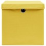Cajas de almacenaje con tapas 10 uds tela amarillo 32x32x32 cm
