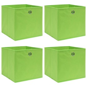 Cajas de almacenaje 4 uds tela verde 32x32x32 cm