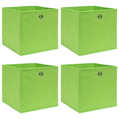 Cajas de almacenaje 4 uds tela verde 32x32x32 cm