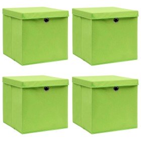 Cajas de almacenaje con tapas 4 uds tela verde 32x32x32 cm Cajas de almacenaje con tapas 4 uds tela verde 32x32x32 cm