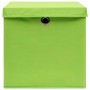 Cajas de almacenaje con tapas 4 uds tela verde 32x32x32 cm