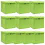 Cajas de almacenaje con tapas 10 uds tela verde 32x32x32 cm