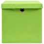 Cajas de almacenaje con tapas 10 uds tela verde 32x32x32 cm