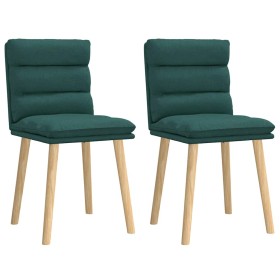 Sillas de comedor 2 unidades tela verde oscuro Sillas de comedor 2 unidades tela verde oscuro