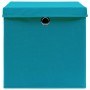 Caja de almacenaje con tapa 4 uds tela azul celeste 32x32x32 cm