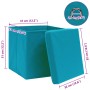 Caja de almacenaje con tapa 4 uds tela azul celeste 32x32x32 cm