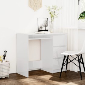 Hochglanz-weißer Sperrholzschreibtisch 90x45x76 cm von vidaXL, Schreibtische - Ref: Foro24-801379, Preis: 139,54 €, Rabatt: %
