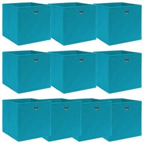 Cajas de almacenaje 10 uds tela azul celeste 32x32x32 cm Cajas de almacenaje 10 uds tela azul celeste 32x32x32 cm