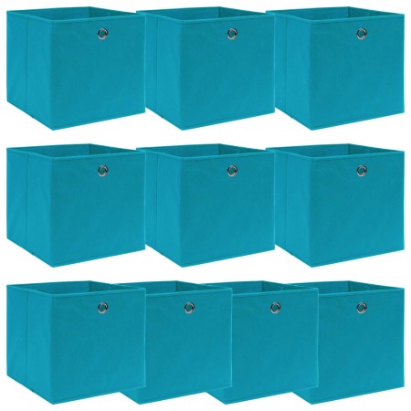 Cajas de almacenaje 10 uds tela azul celeste 32x32x32 cm