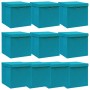 Caja de almacenaje con tapa 4 uds tela azul celeste 32x32x32 cm